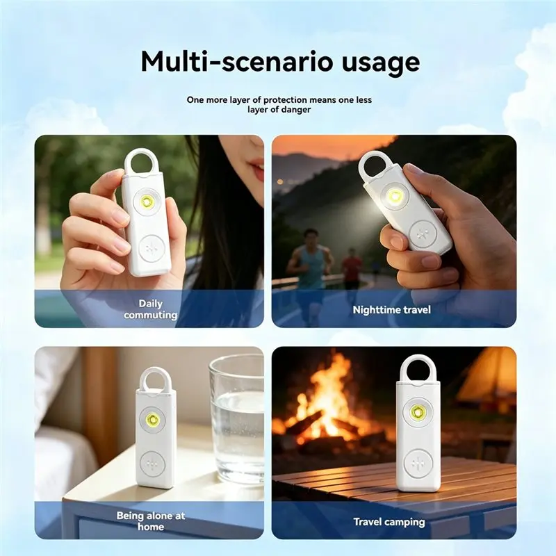 Anti Robbery Call 130Db Personal Safety Alarm With LED Flashlight Portable Emergency Siren For Women Kids Elderly