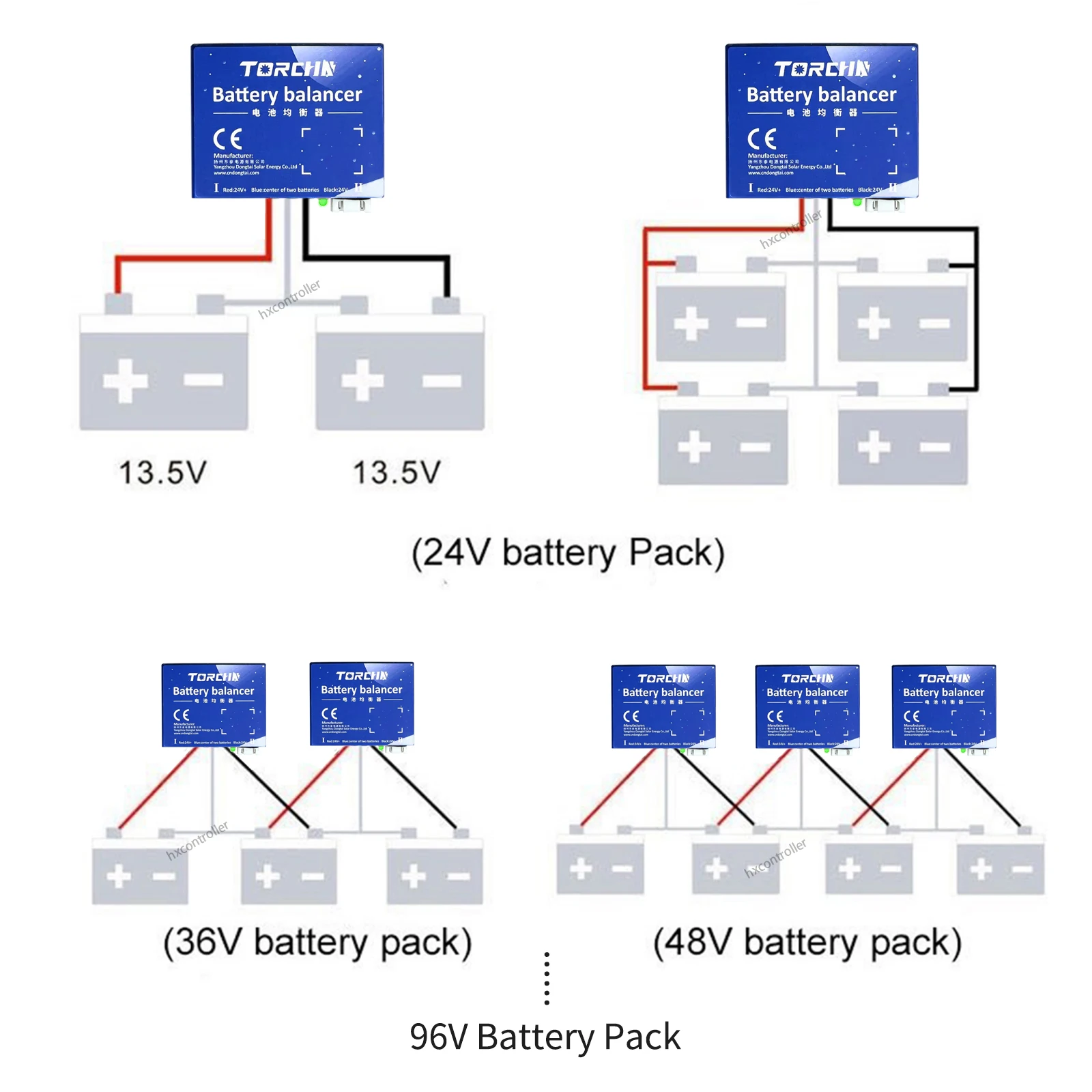 IP67 2X 12V Battery Equalizer Batteries Balancer 2S Active Voltage Solar Panel System Battery  Balancer For 24V 48V 60V 72V 96V