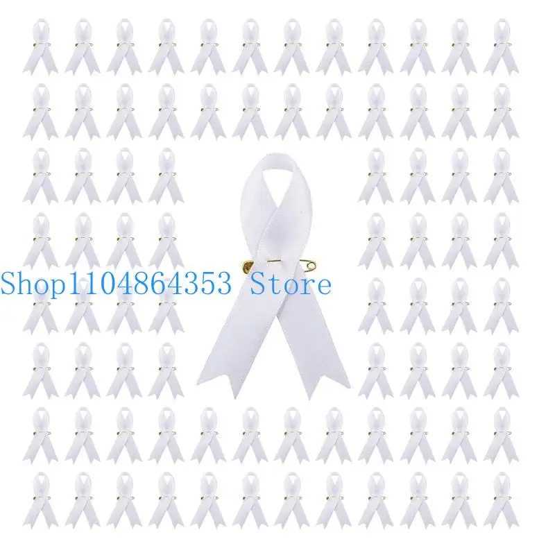 

652F 200Pcs Ribbon Badge Pins Fundraising Lapel Pins Silk Fabric Safety Pins Brooch Social Event Public Welfare Party Supply