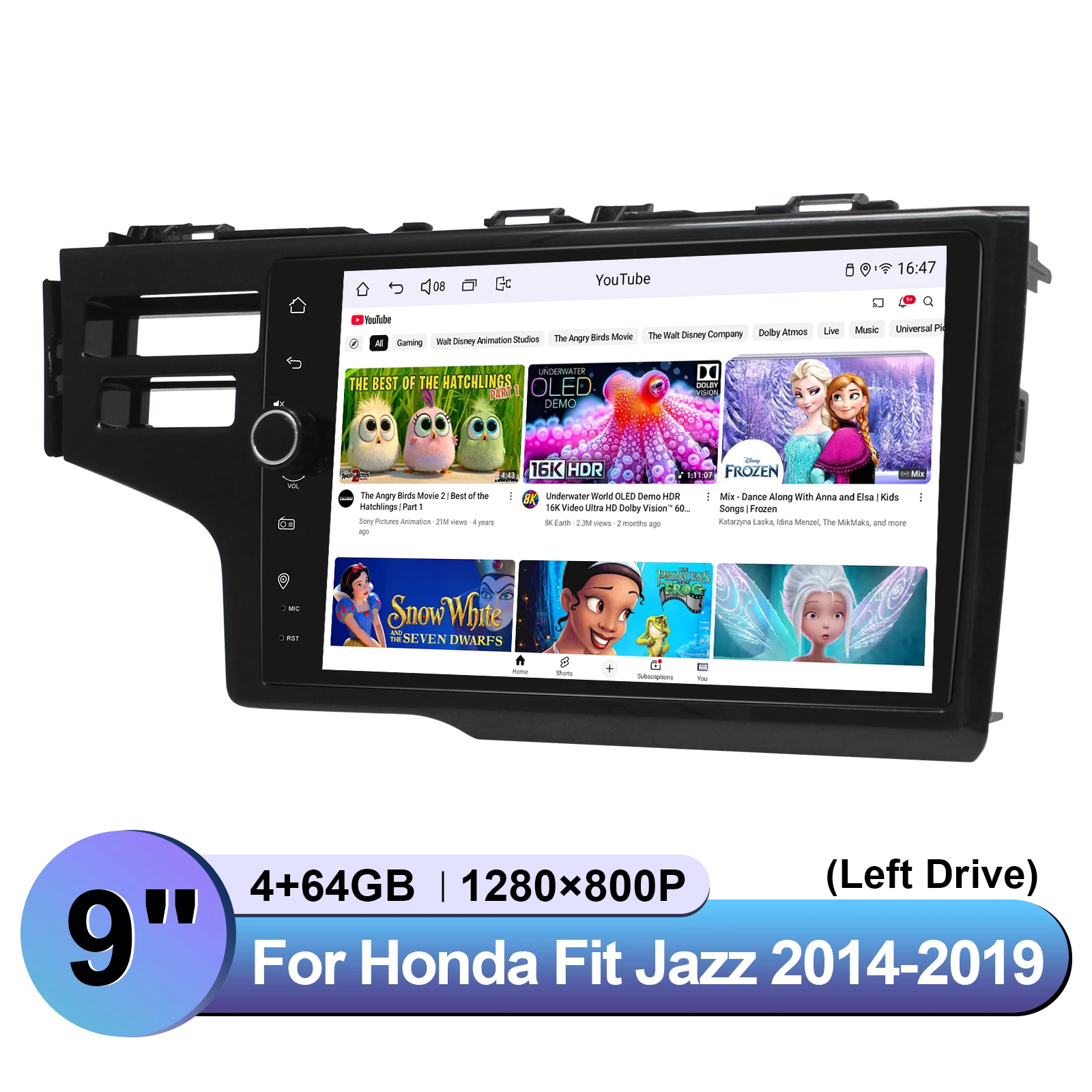 

9 Inch Aftermarket Android 13.0 Head Unit Car Stereo For Honda Fit Jazz 2014-2019 Plug and Play With SRS For Left Drive