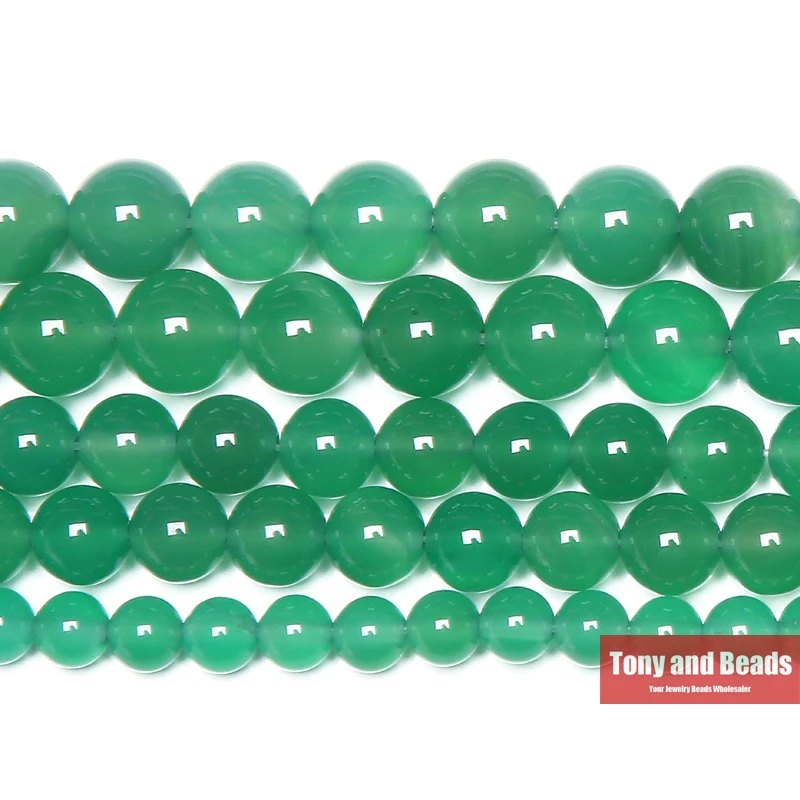 Green Agate Round Gem Loose Strand Beads 15\