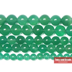 Green Agate Round Gem Loose Strand Beads 15