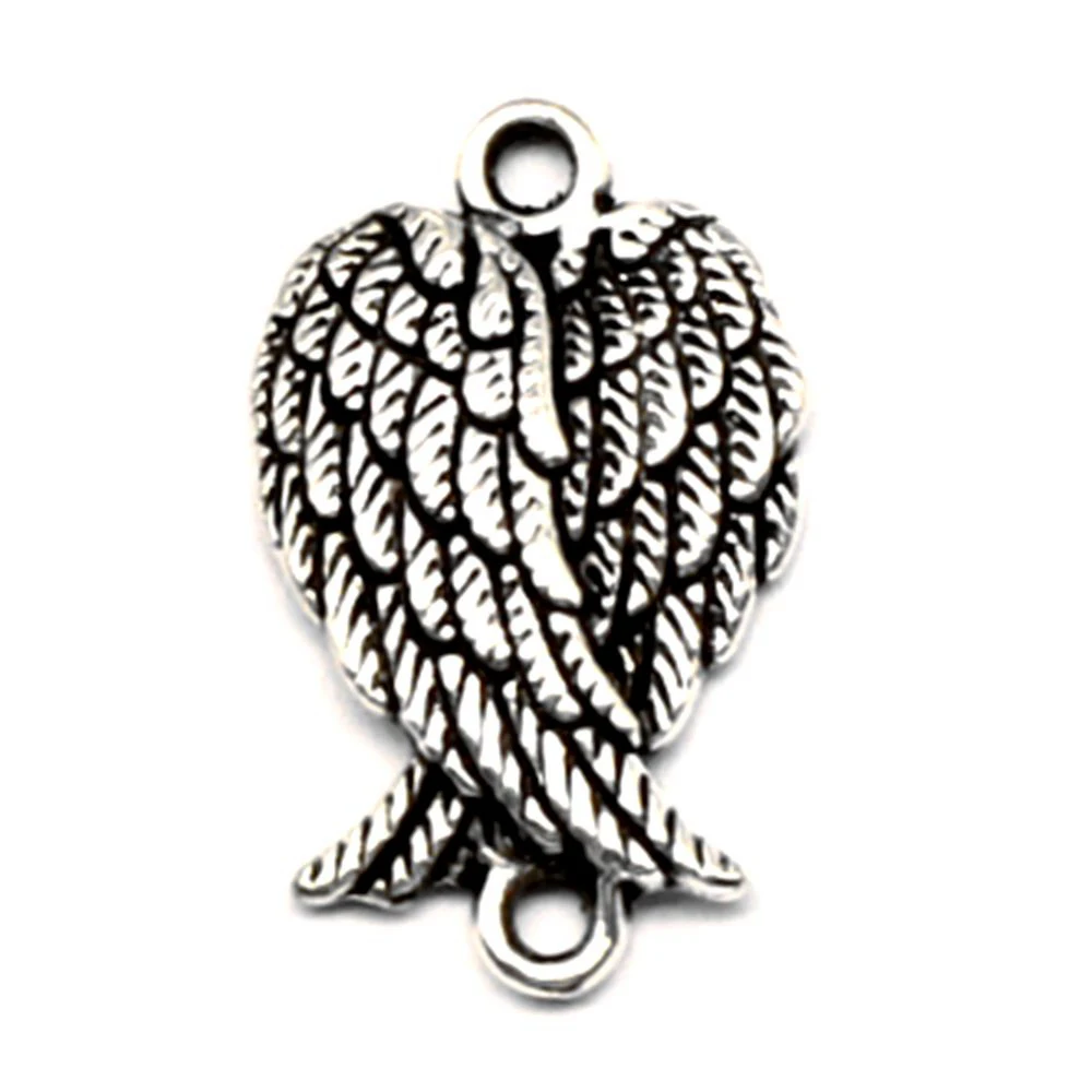 Wings Connector Jewelry Making Pendant Cute Ladies Jewelry 11x19mm 20pcs Antique Silver Color