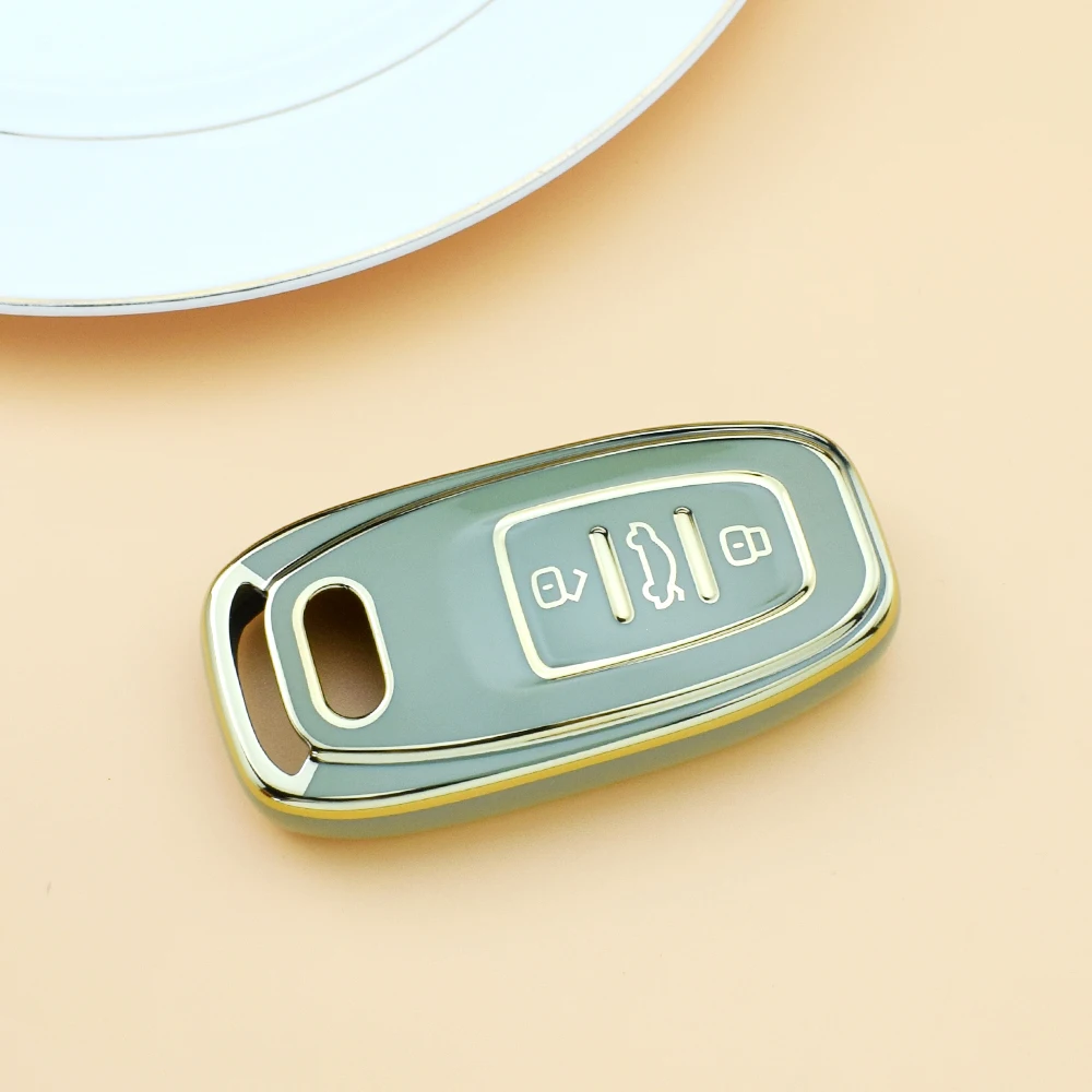 Shell Holder Fob for Audi Q3 Q5 Q7 S4 S5 S6 S7 S8 R8 TT A1 A3 A4 A5 A6 A7 A8 Quattro TPU Car Key Case Cover Keychain Accessories
