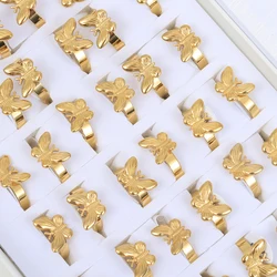 20 Pieces/Lot Fashion Stainless Steel Insect Butterfly Ring Charm Waterproof Statement Trend Jewelry for Women Wholesale Jewelry