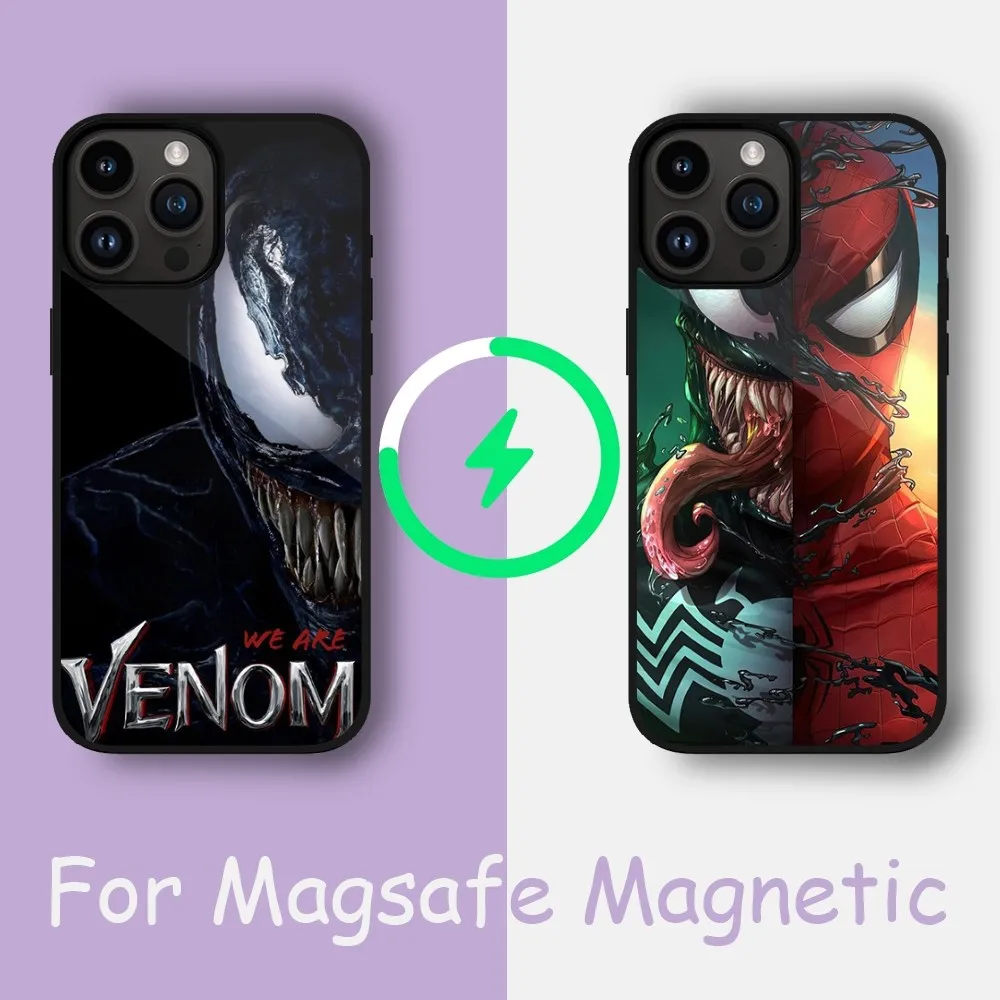 MINISO DISNEY Venom Phone Case For iPhone 15 14 13 12 11 Pro Max Plus Phone Magnetic for Macsafe Cases Cover