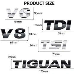 1pcs 3D Decals TIGUAN TSI TDI V6 V8 logo ABS Rear Trunk Emblem TIGUAN Logo Badge Sticker Accessories