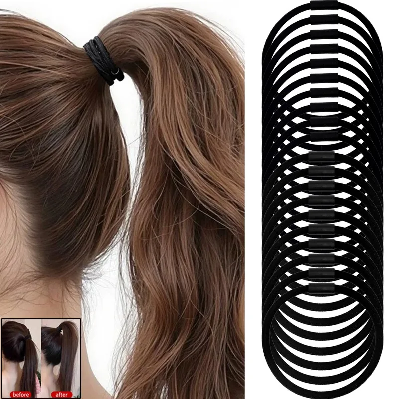 

100pcs High Elastic Rubber Sport Hair Tie Non-Slip Hair Rope High Ponytail Hair Ring for Women Mountain Climbing Running Fitness