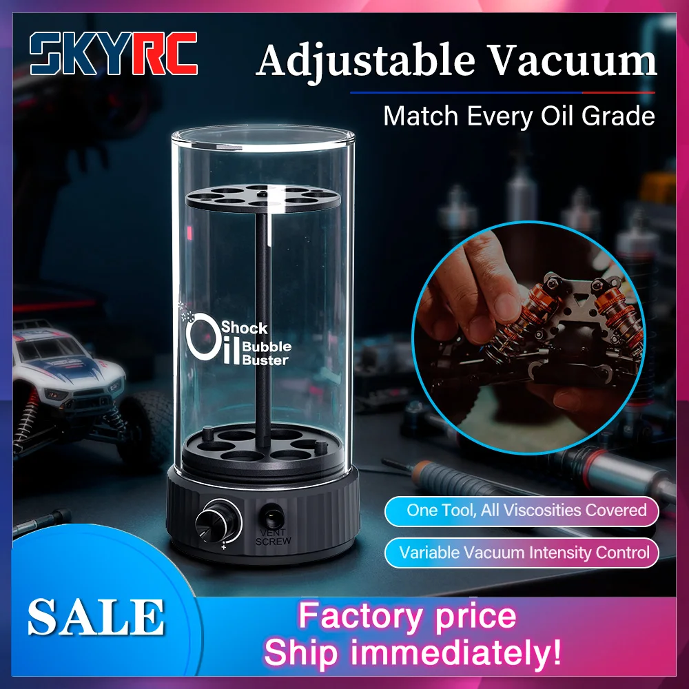 SkyRC Shock Oil Bubble Buster Vacuum Shock Defoamer with XT60 & USB-C Shock Holder for RC Crawler & Offroad Vehicles