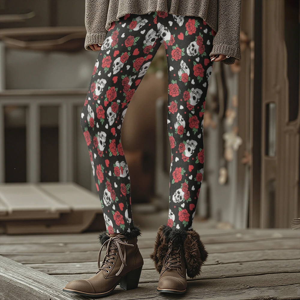 القوطية روز الجمجمة الحرارية طماق للنساء منفعل الشتاء الشارع الشهير هالوين حفلة الزي الهيب هوب جوارب مثيرة سليم صالح السراويل #5