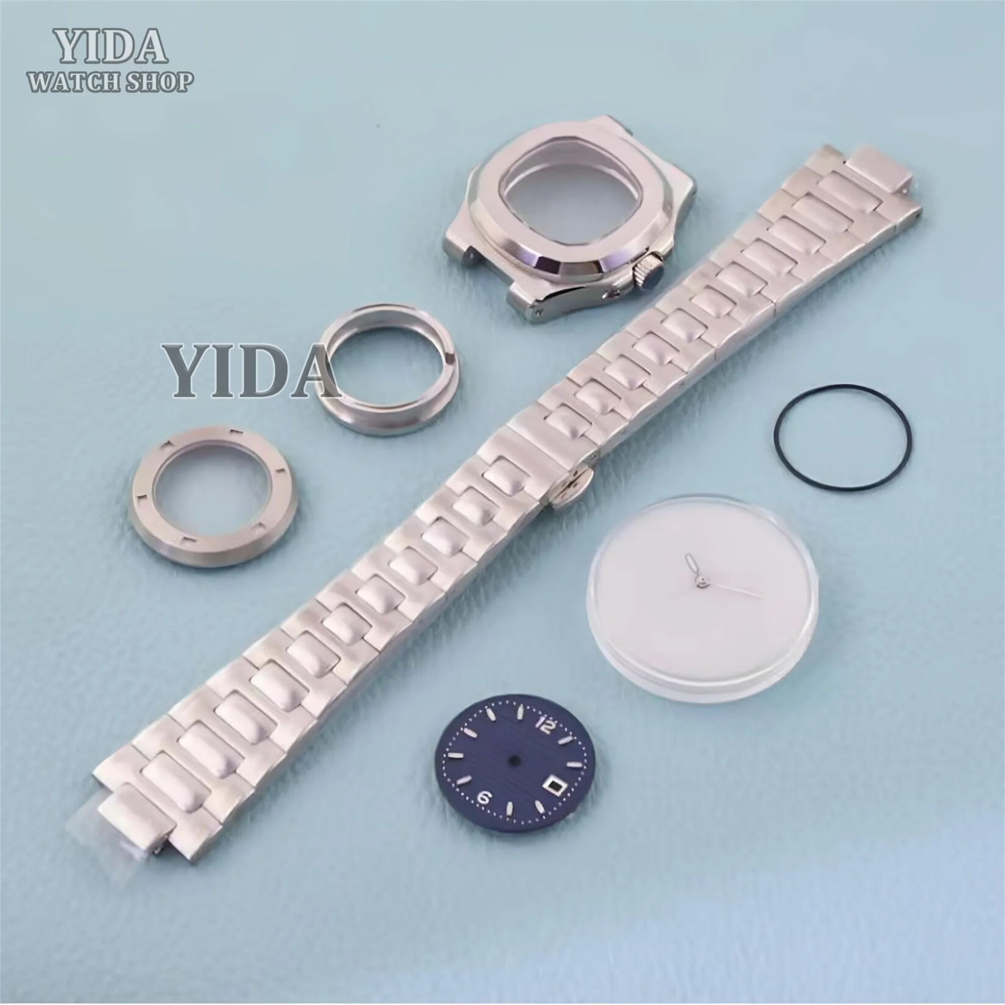 

NH05 Watch Case Strap Dial Hands 20mm Stainless Steel Strap Sapphire Glass Case for Nautilus NH05 NH06 Movement MOD Replacements