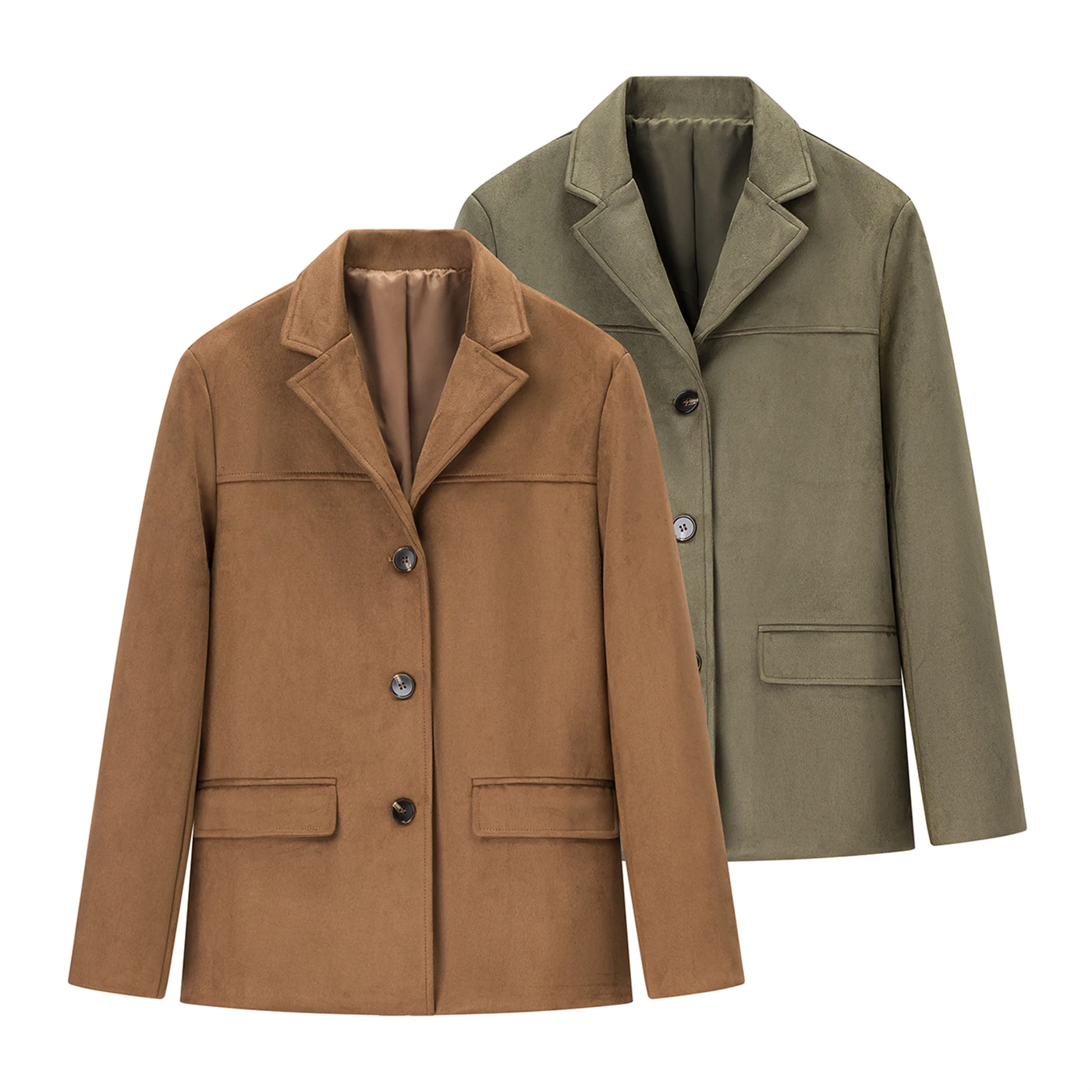 

Women's Blazer Women's Solid Color Fashion Vintage Brown Oversized Pocket Long Sleeve Blazer