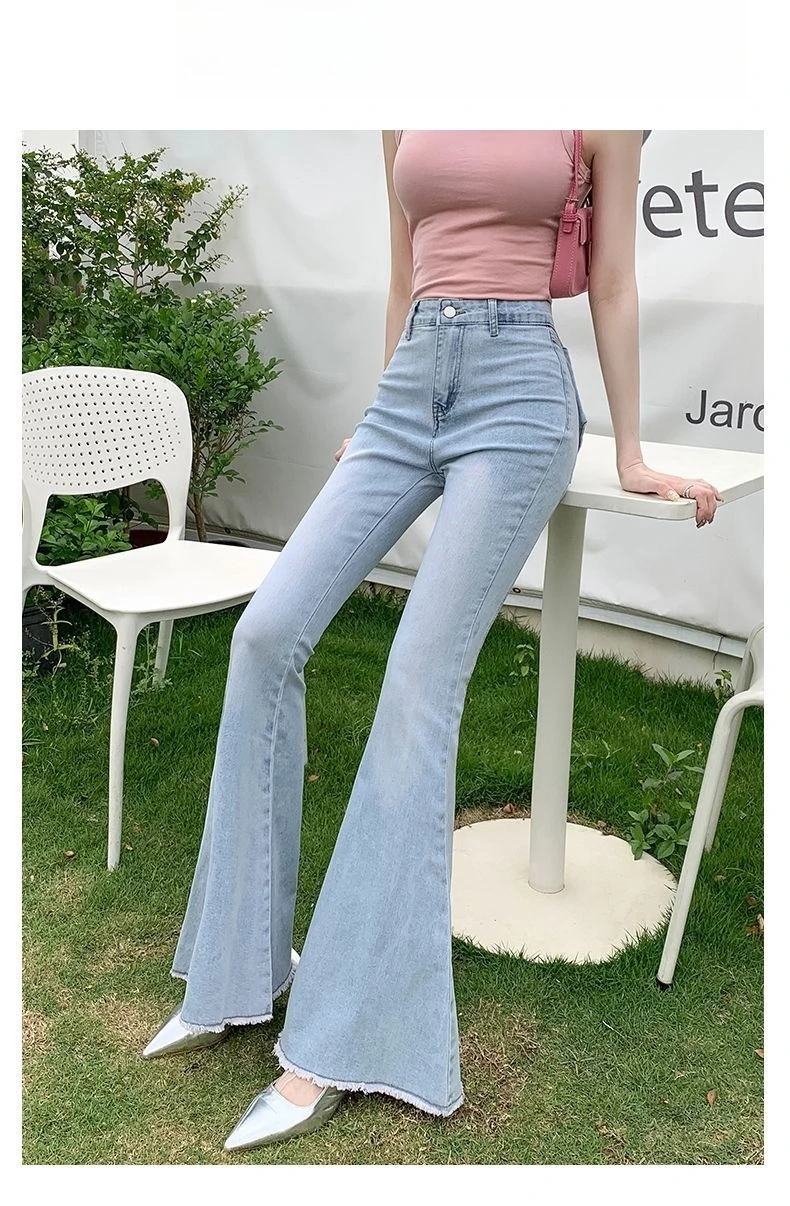 Bow Tie Jeans Women's American Vintage Three-dimensional Micro-large Summer Thin Pants New High-waisted Skinny Hip Flare Pants