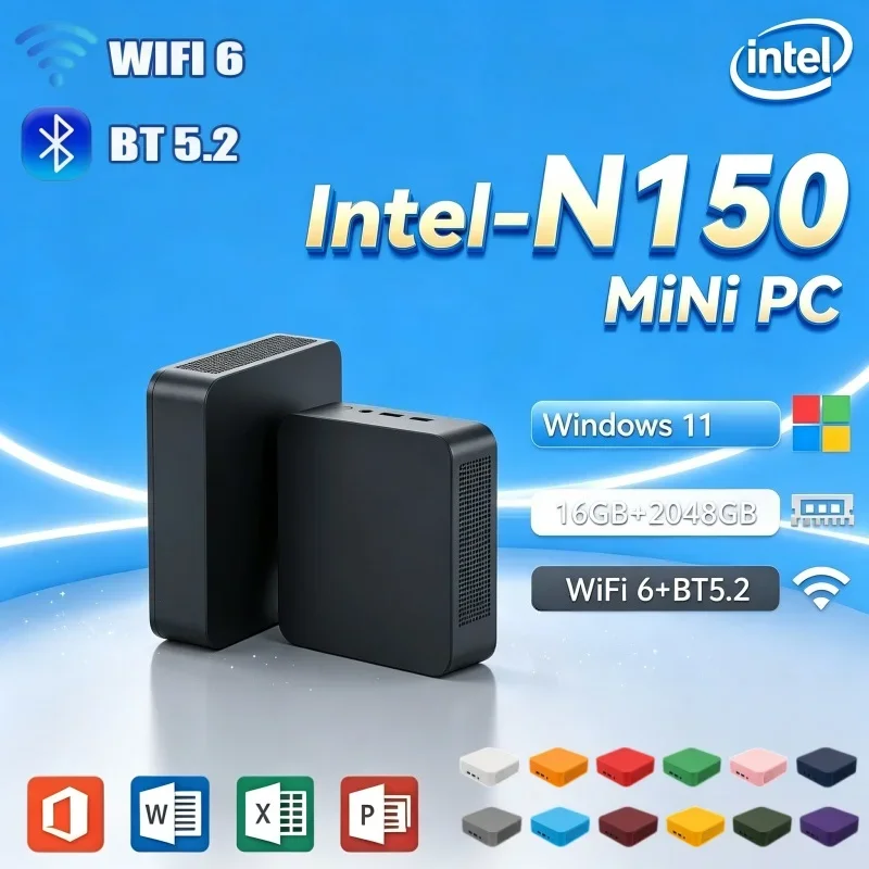 Intel N150 Processor Portable Mini PC Windows11 16GB RAM 2TB SSD BT5.2 WiFi6 4K UHD For Home Study And Office