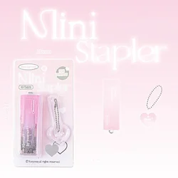 Mini Stapler Simplicity Gradient Color Bookbinding Stapler with Pendant Lovely Stationery Small Stapler Cute Student Supplies