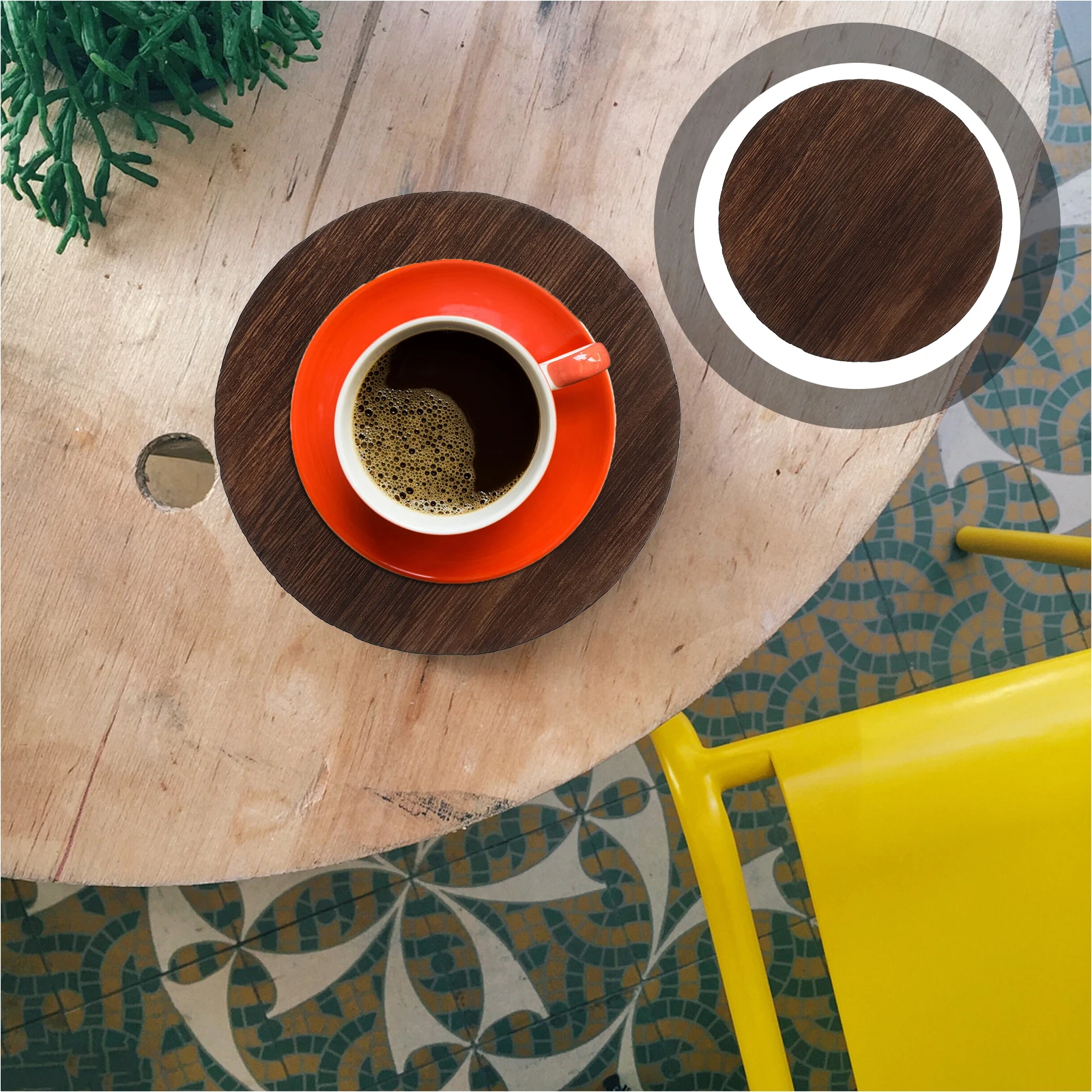 

5pcs Natural Wood Slices Carbonized Round Coasters Unfinished DIY Crafts Display St Circles Heat Protection Table Decor