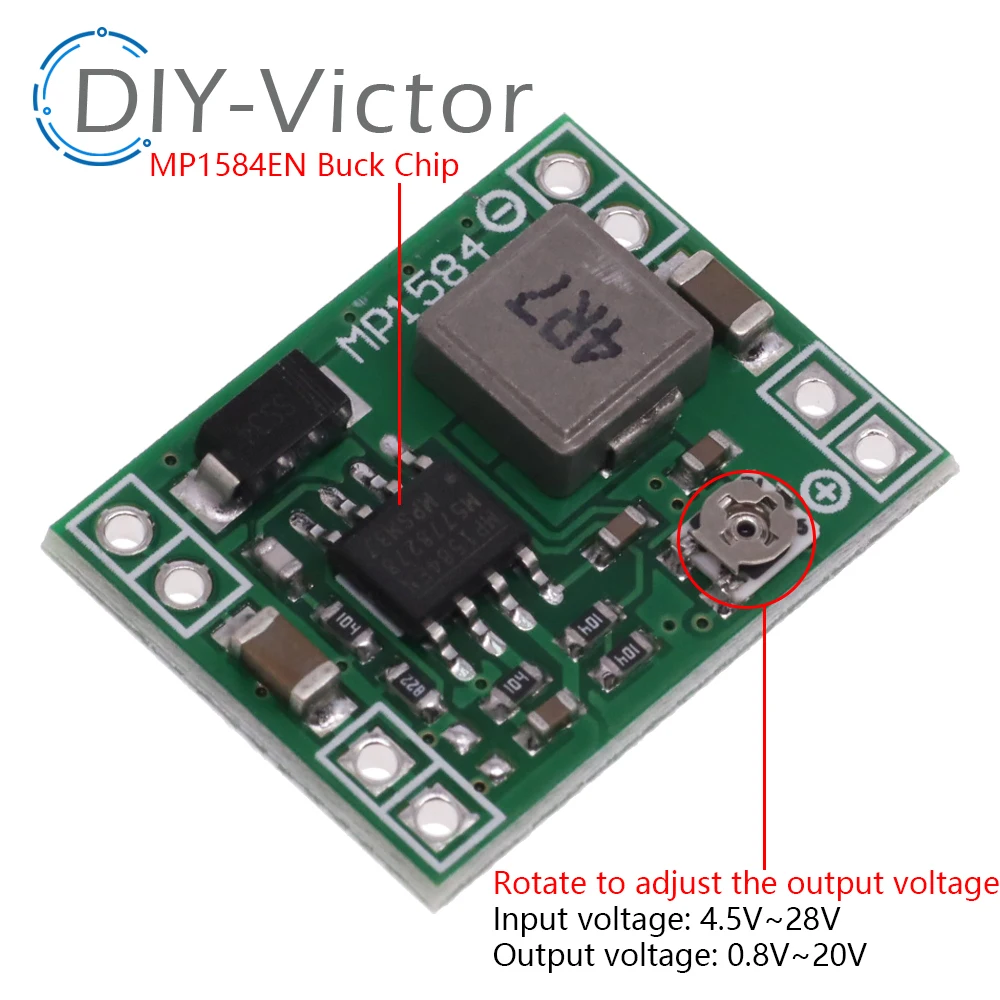 MP1584EN 3A сверхмаленькая фотопроцедура, понижающий модуль питания, Регулируемый понижающий выходной модуль 24 В, 12 В, 9 В, 5 В, 3 в