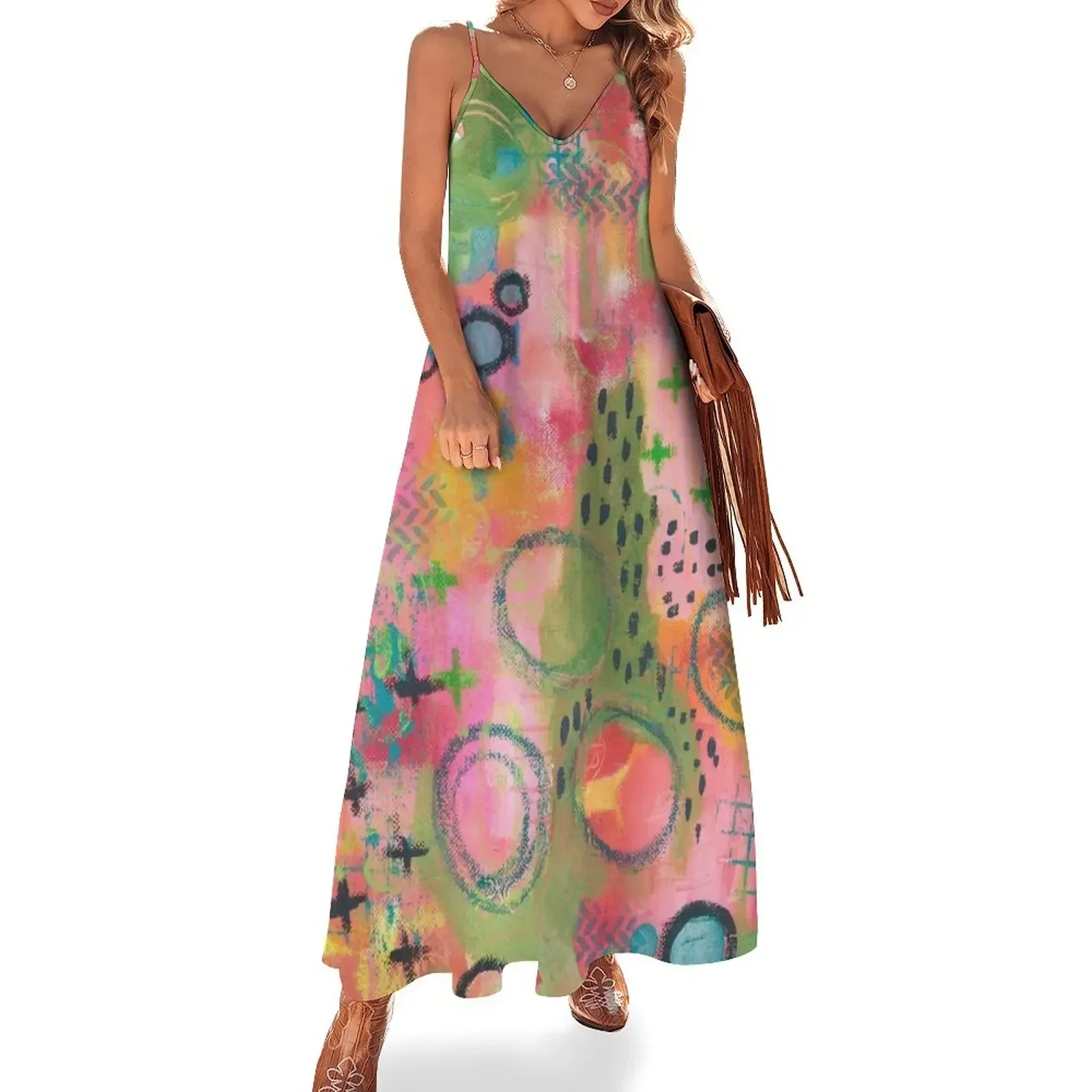 

Pink Comes out to Play Sleeveless Dress Long dress elegant party dress for women 2025 dresses ladies 2025 summer