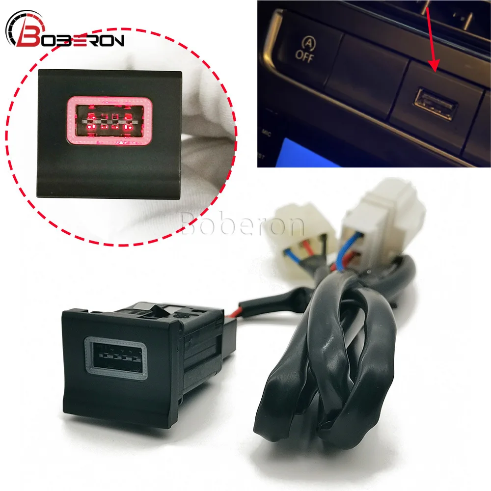 

Red LED Fit for VW POLO 2014-2018 Car Charger QC3.0 USB Interface Socket Auto Phone Fast Charging Adapter Button Accessories