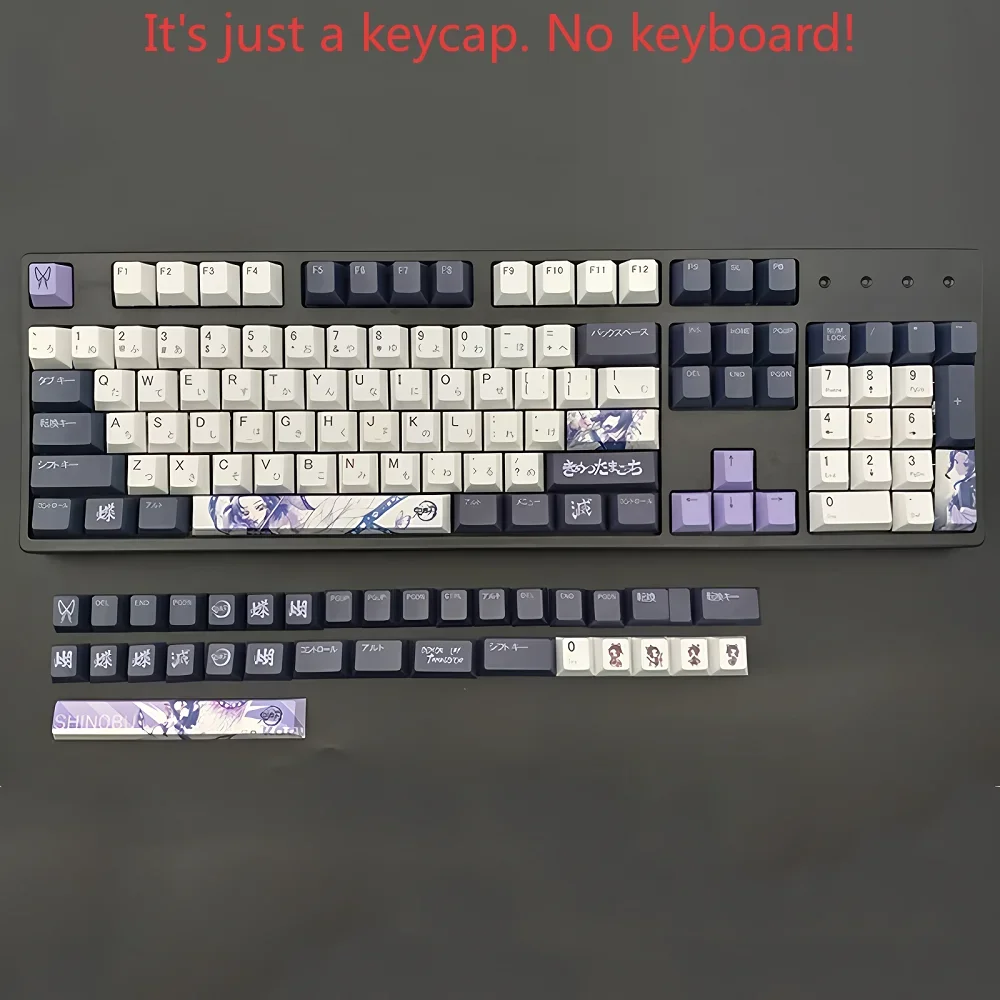 Anime Ghost Destruction Blade Cherry Keycap Set PBT 130 Keys Japanese Keycaps for Mechanical Keyboards 61/75/85/104/108