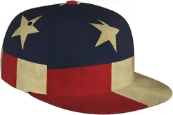 Texas Lone Star State Flag Pattern Flat Bill Hat, Unisex Snapback Baseball Cap Hip Hop Style Flat Visor Blank Adjustable