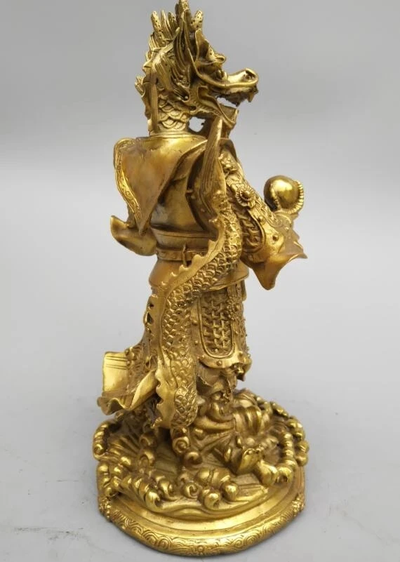 China's Seiko carving pure brass east sea dragon king statue