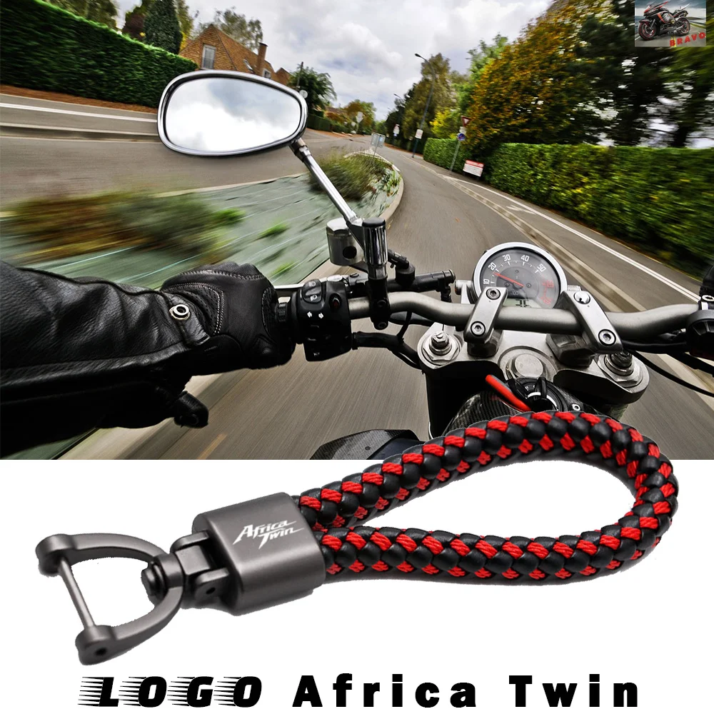 For Honda Africa Twin CRF1000L 2016 2017 2018 2019 Motorcycle Accessories Custom Logo Hand Woven Keychain Leather Metal Keyring