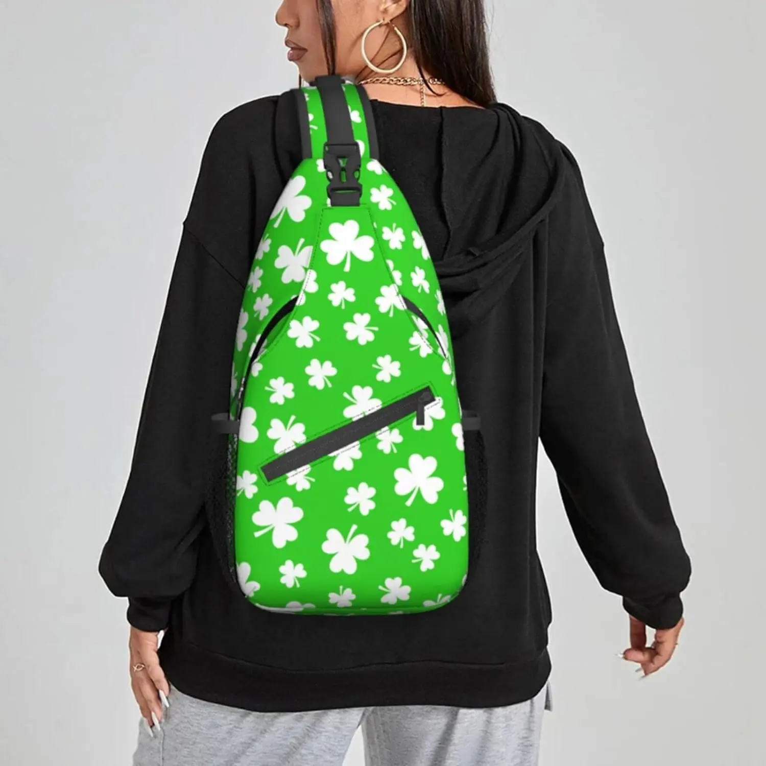 Groene Sling Rugzak Crossbody Sling Tas Voor Vrouwen Heren Schoudertas Reizen Wandelen Dagrugzak Voor St. Patrick Dag Schooltassen Casual