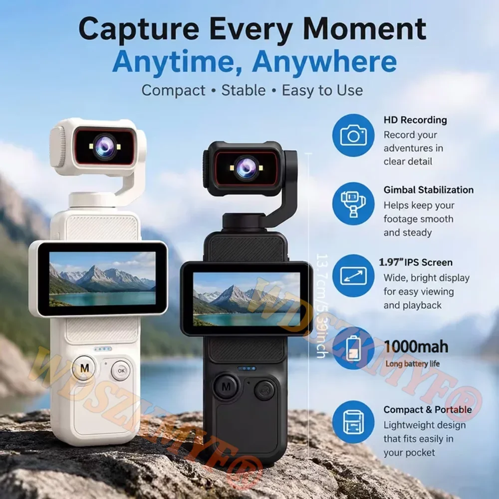 FHD 1080P Action Camera WIFI Gimbal Stabilizer 1.97 Inch 90° Flip Screen 180°Rotating Lens Pocket Digital Camera Sports Cam