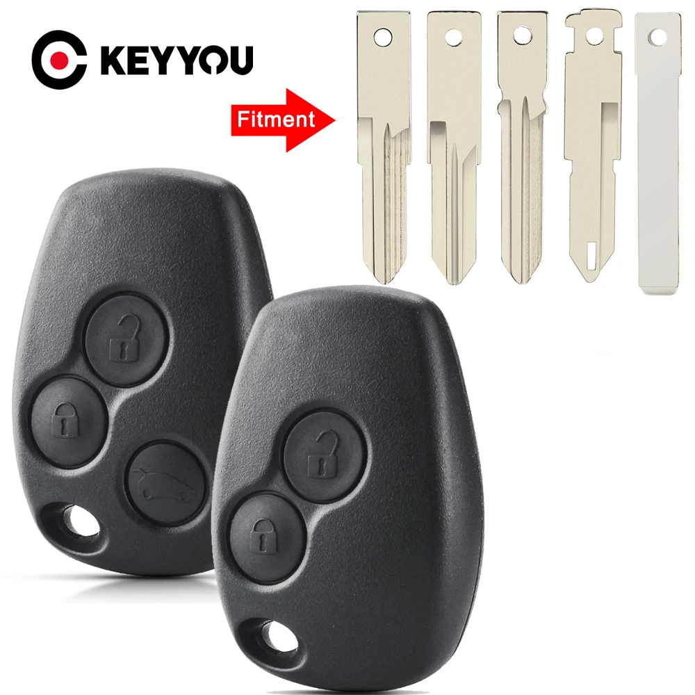 

KEYYOU 2/3 Buttons Car Remote Key Fob Case Shell For Twingo Kangoo 2 Dacia Modus Clio 3 Vauxhall Movano Vivaro