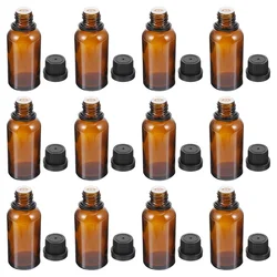 5PCS 5ml-30ml Amber Glass Bottle Empty Essential Oil Bottles Aromatherapy Oil Massage Oil Containers Travel Refillable Bottles