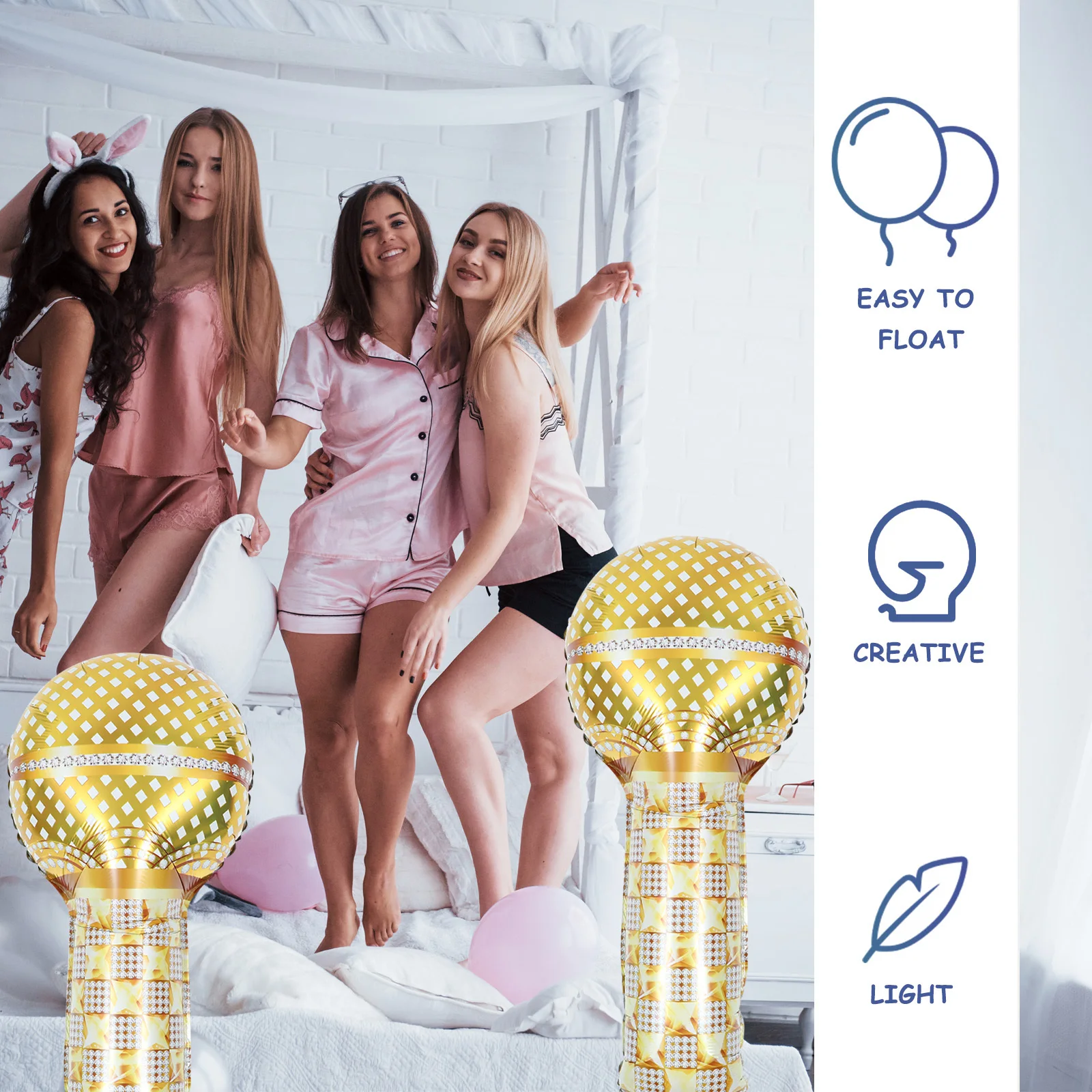 

3Pcs Inflatable Microphone Balloons Large Retro Durable Aluminium Film Perfect for 90s Disco Party Graduation Halloween