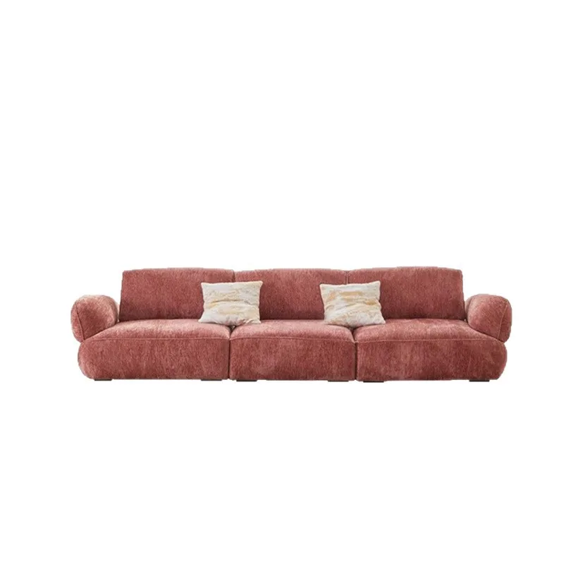French living room mobile, backrest snail sofa, large sitting depth, small apartment three-person sofa