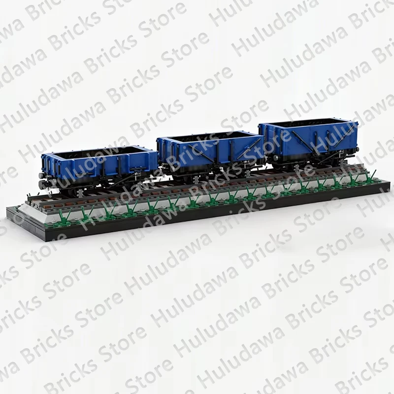 QWERT City Car Model MOC Building Bricks Blue Open Wooden Wagons Modular Technology Children Holiday Gifts Assemble Toys Suit