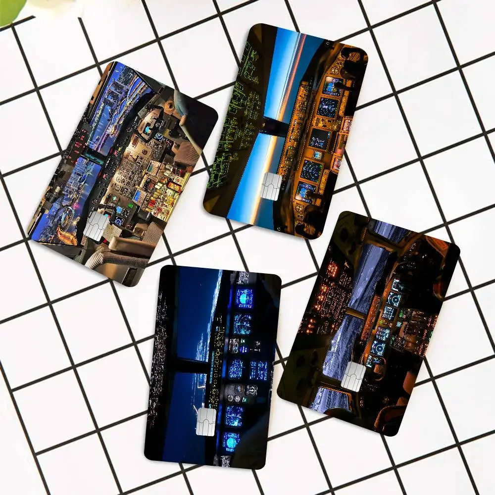Aircraft Cockpit Diy Credit Debit Card Sticker Party Sticker Decoration Waterproof Small Chip Card Skin Sticker