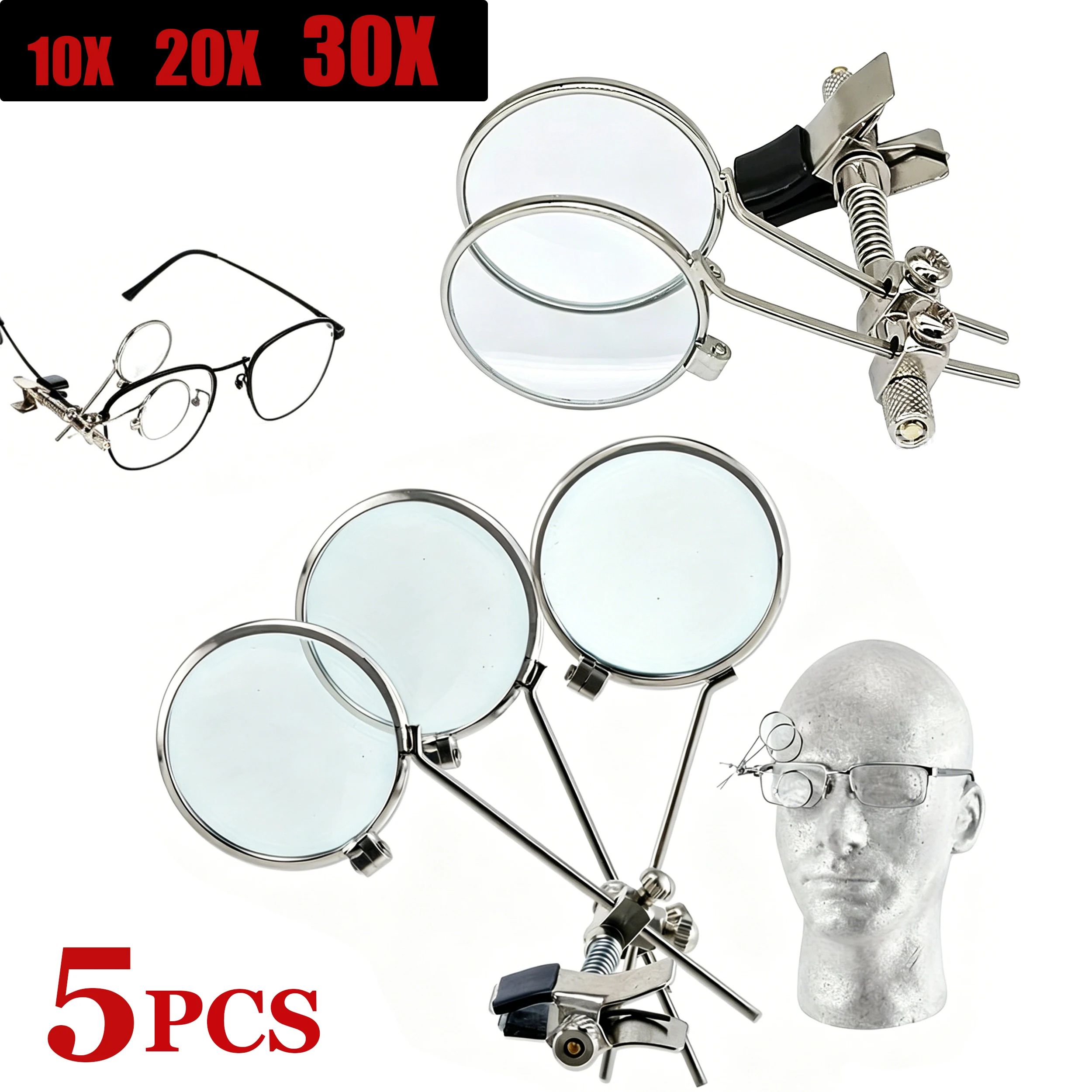 Clip Magnifier Double or Triple Lenses Magnifying Glass 10X Mini Monocular Magnifier Rotable Lens Magnifier for Watch Repair