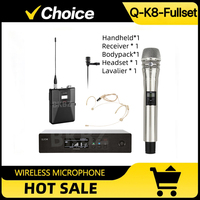 QLXD-KSM8-Silvery-Fullset 500/600MHz True Diversity professional Wireless Microphone UHF handheld bodypack Mic Karaoke Party