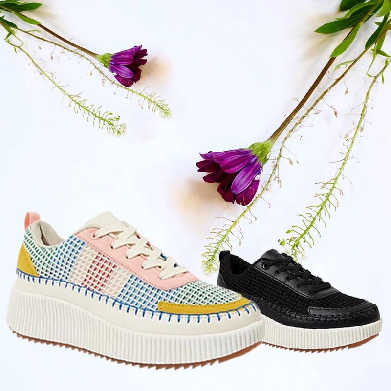 2024 Height Increasing Shoes Women Fashion Design Casual Platform Sneakers Women Summer Weave Breathable Original Women's Shoes