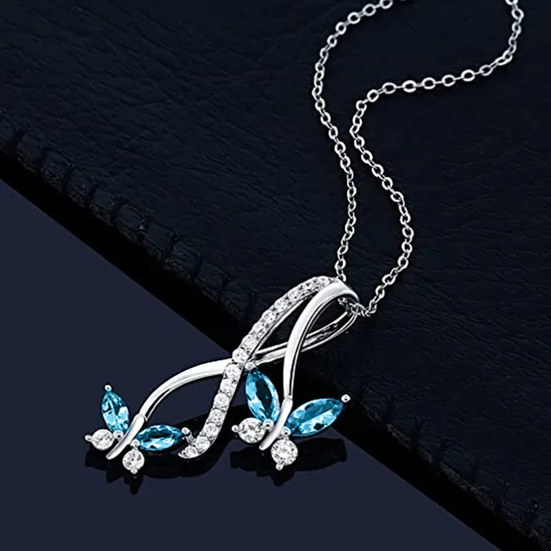 High End Double Decker Butterfly Necklace with A Niche Curved and Twisted Micro Inlaid Pendant, High-end Versatile