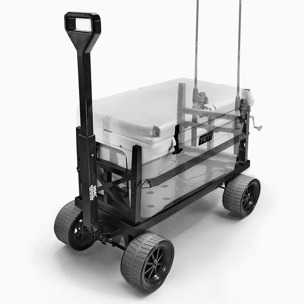 

All-Terrain Utility Cart Wagon with Never-Flat Wheels, 250 lbs Capacity, Ideal for Fishing, Camping, and Gardening