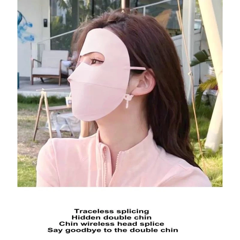 Sunscreen Mask Traceless Women 2023 New Detachable Facekini Ice Silk Anti-ultraviolet Summer Breathable Thin Cover Whole Face