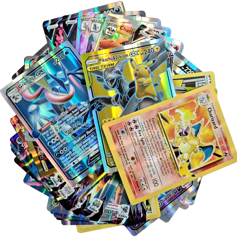 30Pcs Oversized Pokemon Cards Jumbo Letters Cards MEGA Vmax Vstar GX Arceus Pikachu Charizard Super Shiny Rare Card Birthday Gif