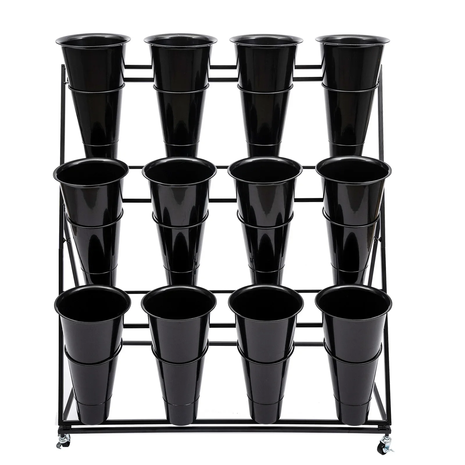 3 Tier Outdoor Indoor Flower Stand Modern Plant Shelf w/ 12* Flower Bucket New