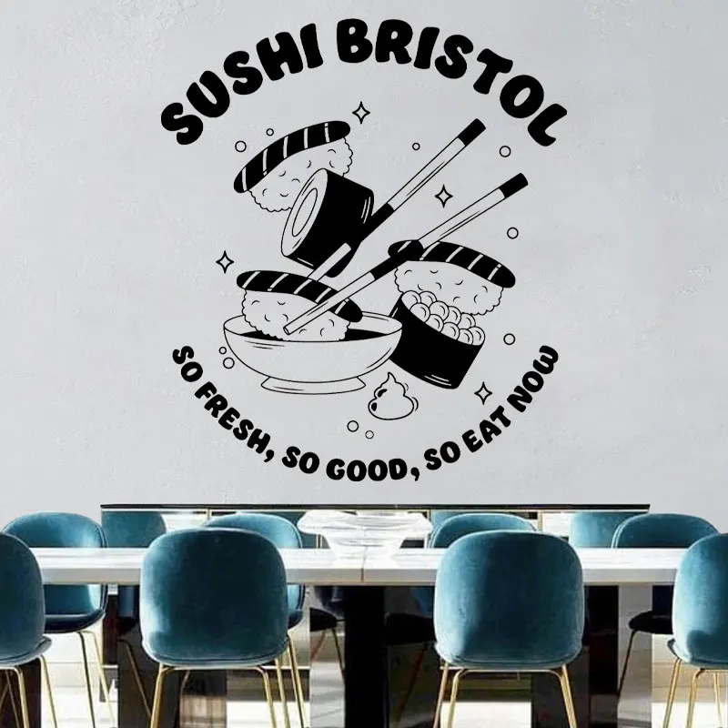Sushi Restaurant & Bristol Vinyl Decal, Perfect Window and Wall Decor for Commercial Advertisement, Sushi Shop Stickers Z630