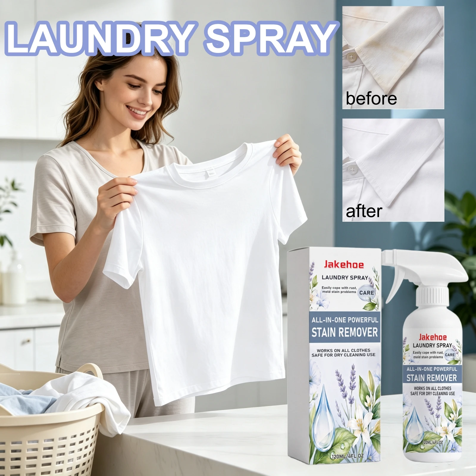 Powerful Laundry Stain Remover Spray Pre Treat Any Clothes Quick Dry Cleaning Fabric Use All In One Mold Spot Clothing Cleaner