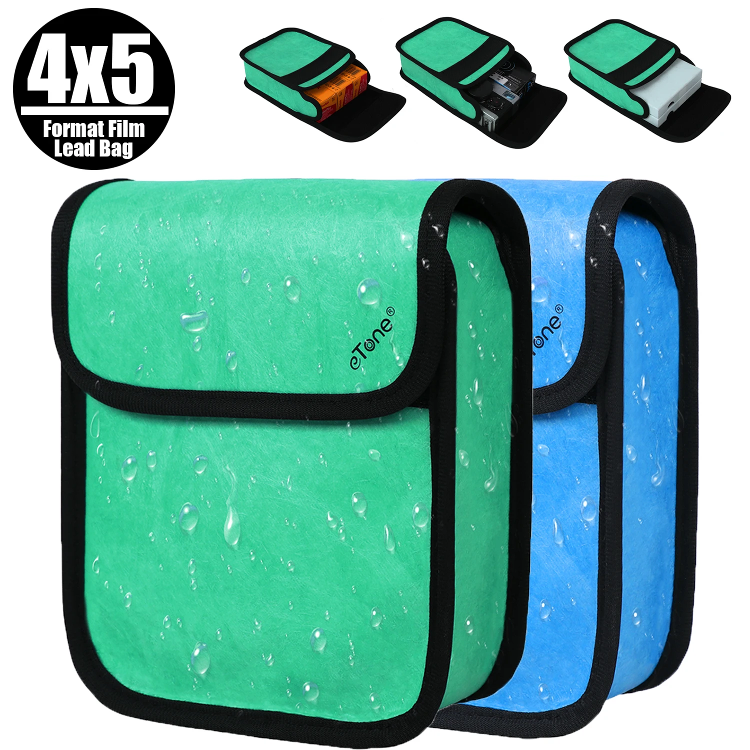 eTone Professional Waterproof Film-guard Anti-X-ray Lead Foil Bag for 2pc 4x5 Film or 135/120/620 Middle Format Camera Protector