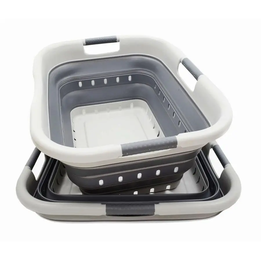 

41L 10.8 gallon Set of 2 Collapsible 3 Handled Plastic Laundry BasketFoldable Pop Up Storage Container OrganizerSpace Saving Ham