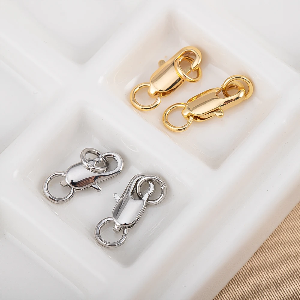 5 pçs cor de ouro latão lagosta fechos ganchos conectores com 10 pçs anel de salto aberto para fazer jóias diy pulseira colar artesanato