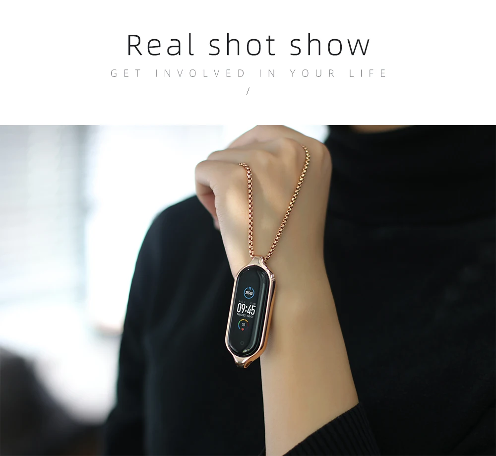 Necklace for Mi Band 10 9 8 7 6 5 Smart Bracelet Strap for Mi Band 9 Metal Wristband for Mi Band 7 6 Hanging Neck Decoration