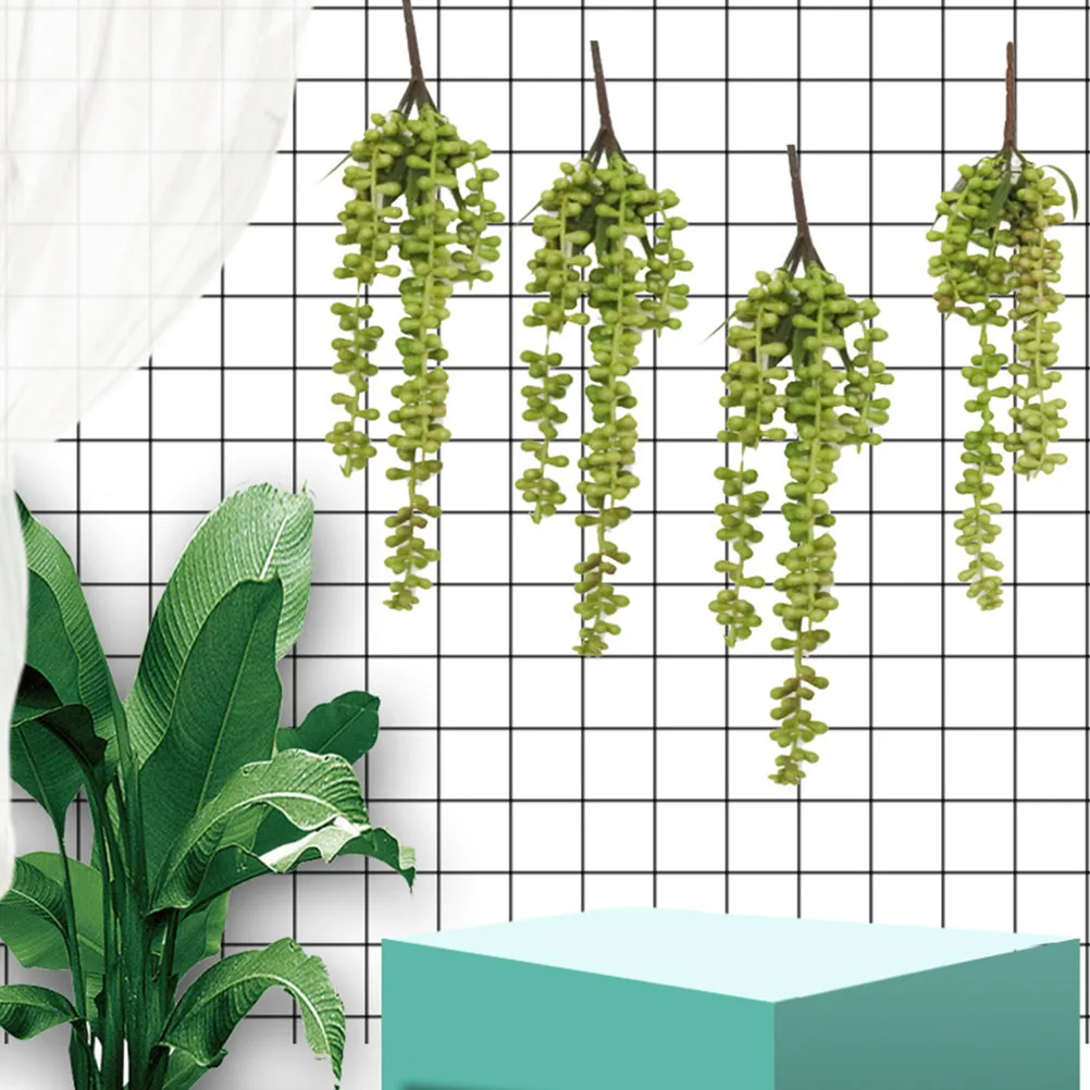 

2 Pcs Artificial Succulent Plant Rattan Lightweight Fake Hanging Plants Simulation Succulents Decor Indoor Outdoor Use PU